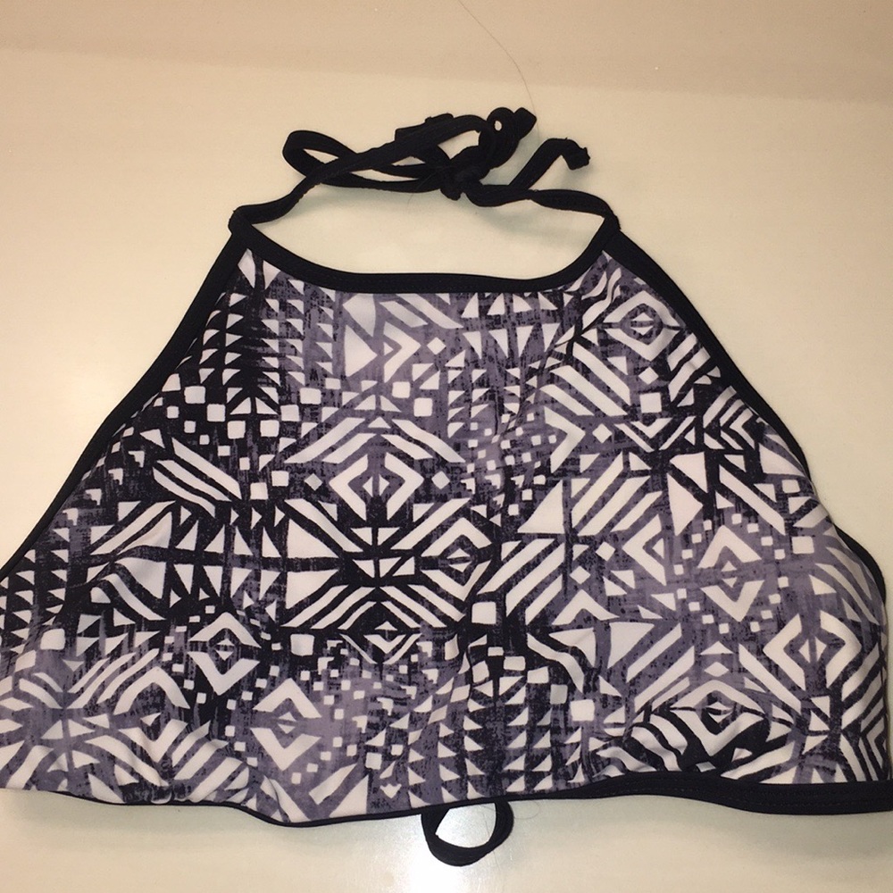 Grey, black and white bathing suit top